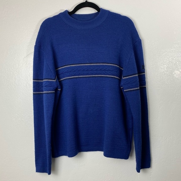 Vintage Demetre Wool‎ Blend Blue Knit Long Sleeve Crewneck Warm Sweater Large